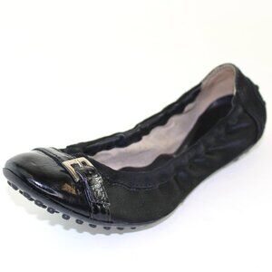 Tod's Suede and Leather Buckle Detail Scrunch Ballet Flat Shoes (EU 34 - 4 US)
